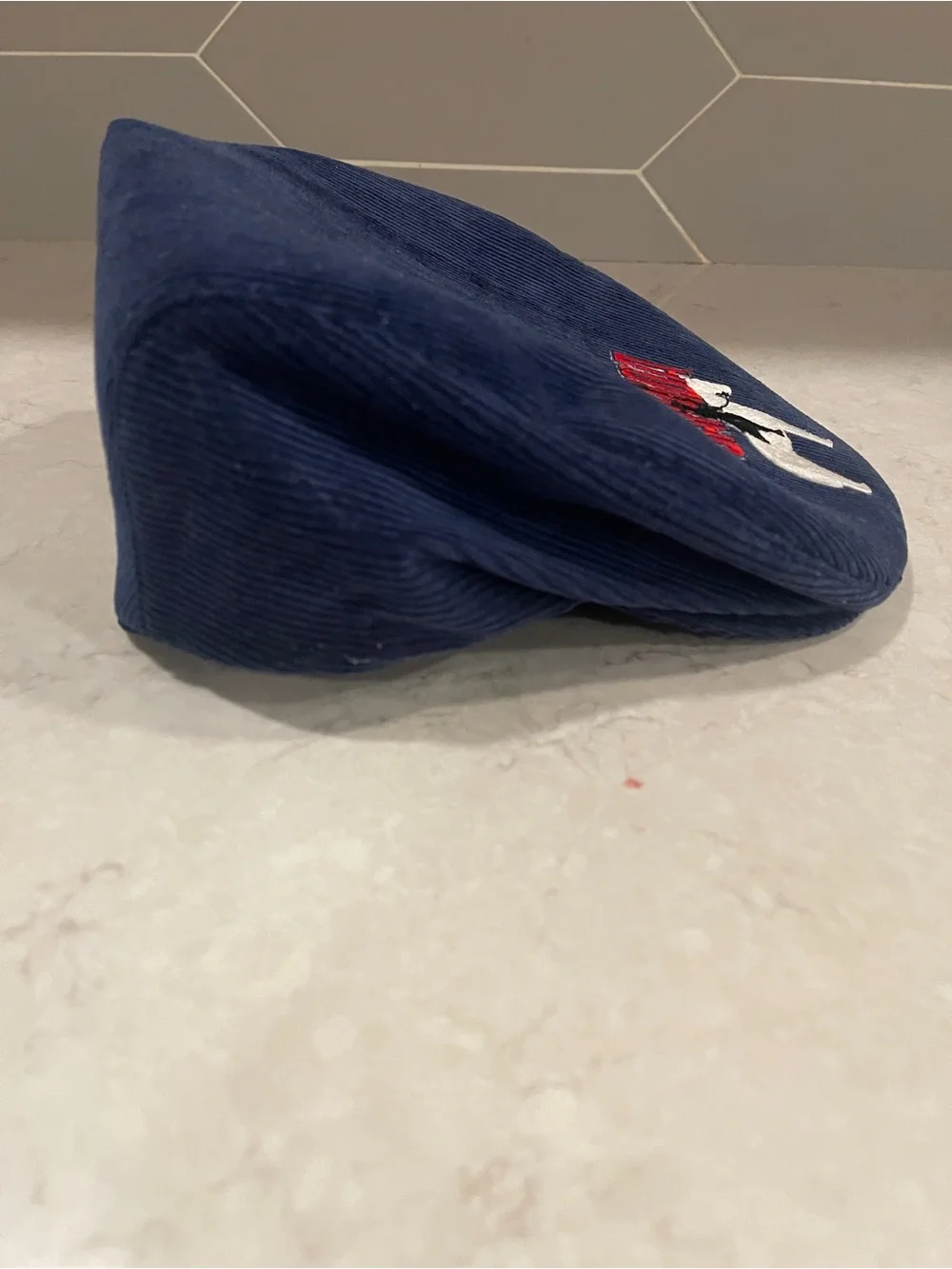 Wilson Navy Corduroy Cap 100% Cotton Newsy Vintage Canada Horse Embroidered Prep